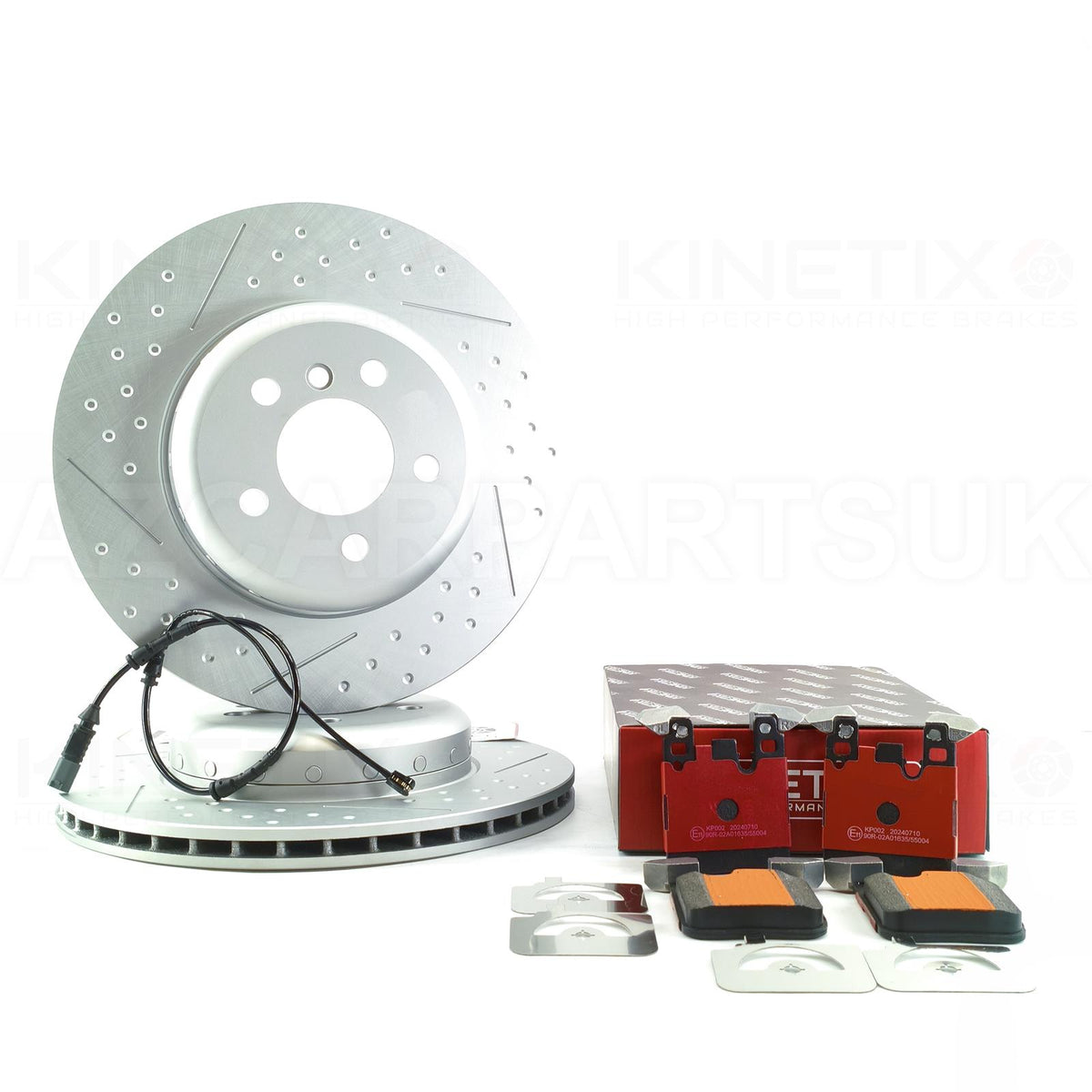 FOR BMW 330d 335d 430d 435d F30 F31 F32 F33 F34 F36 M SPORT PERFORMANCE DIMPLED GROOVED REAR 2-PIECE Bi-METALLIC BRAKE DISCS CEARMIC RACING PADS & WEAR WIRE SENSOR LEAD 345mm X 24mm