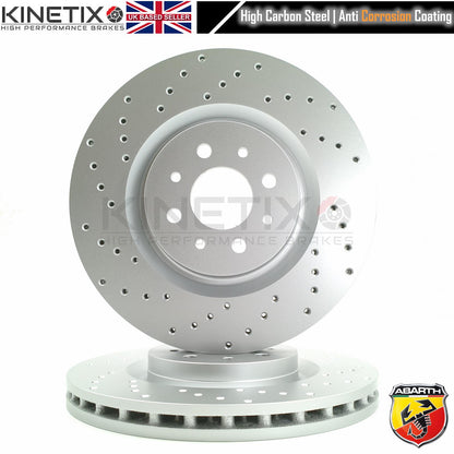 FOR ABARTH 500 595 COMPETIZIONE DRILLED FRONT BRAKE DISCS BREMBO PADS 305mm