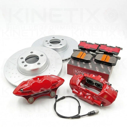FOR BMW E9X F3X  340mm M SPORT BLUE FRONT BRAKE 4 POT CALIPER DISCS PADS UPGRADE