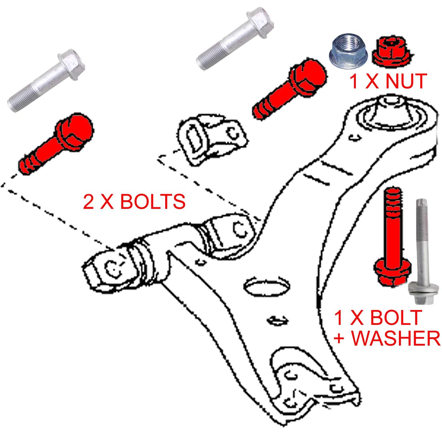 FOR RX200T RX270 RX300 RX330 RX350 RX400 450 RX500 FRONT WISHBONE NUT BOLTS X1