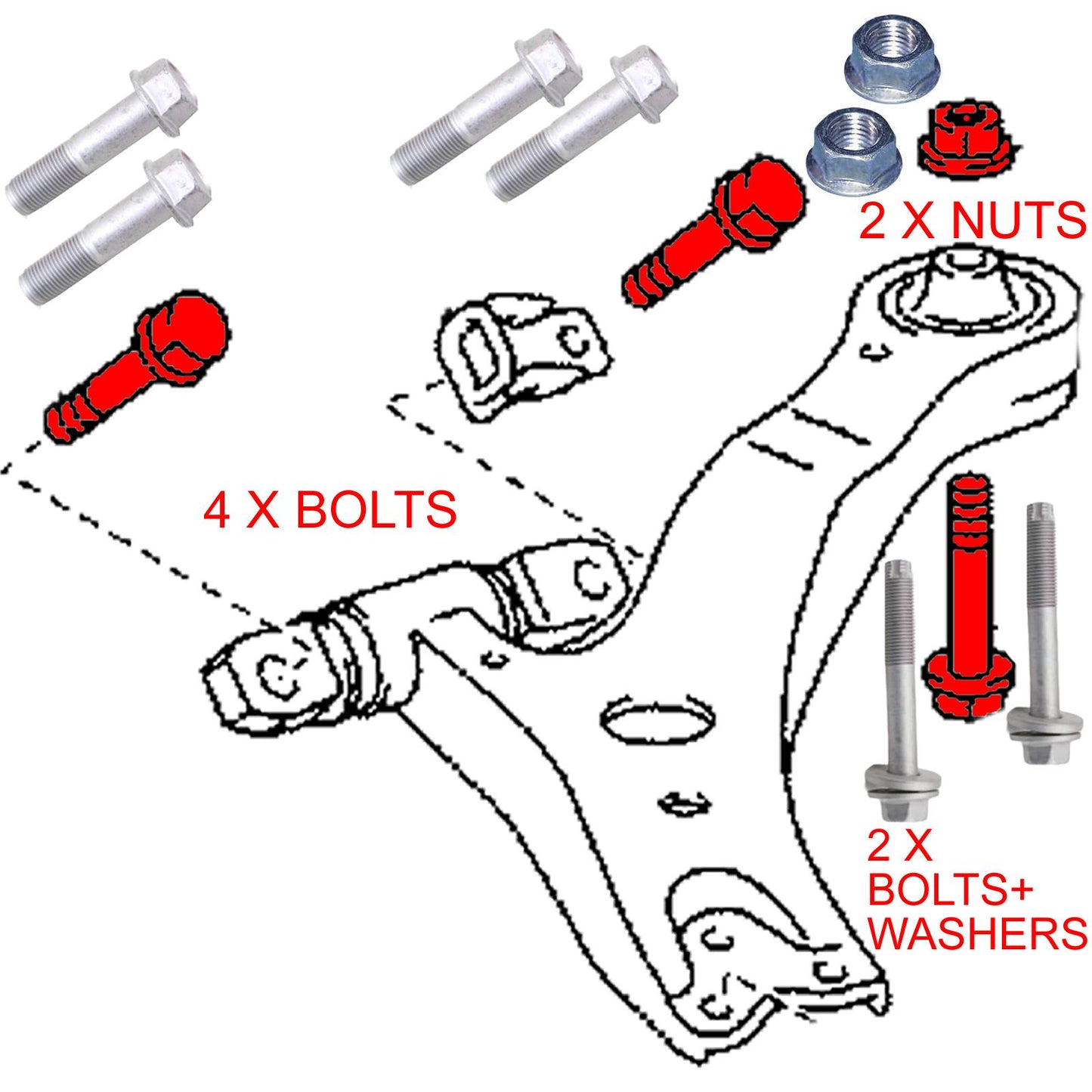 FOR LEXUS RX HARRIER FRONT LOWER SUSPENSION WISHBONE CONTROL ARM NUTS BOLTS KITS