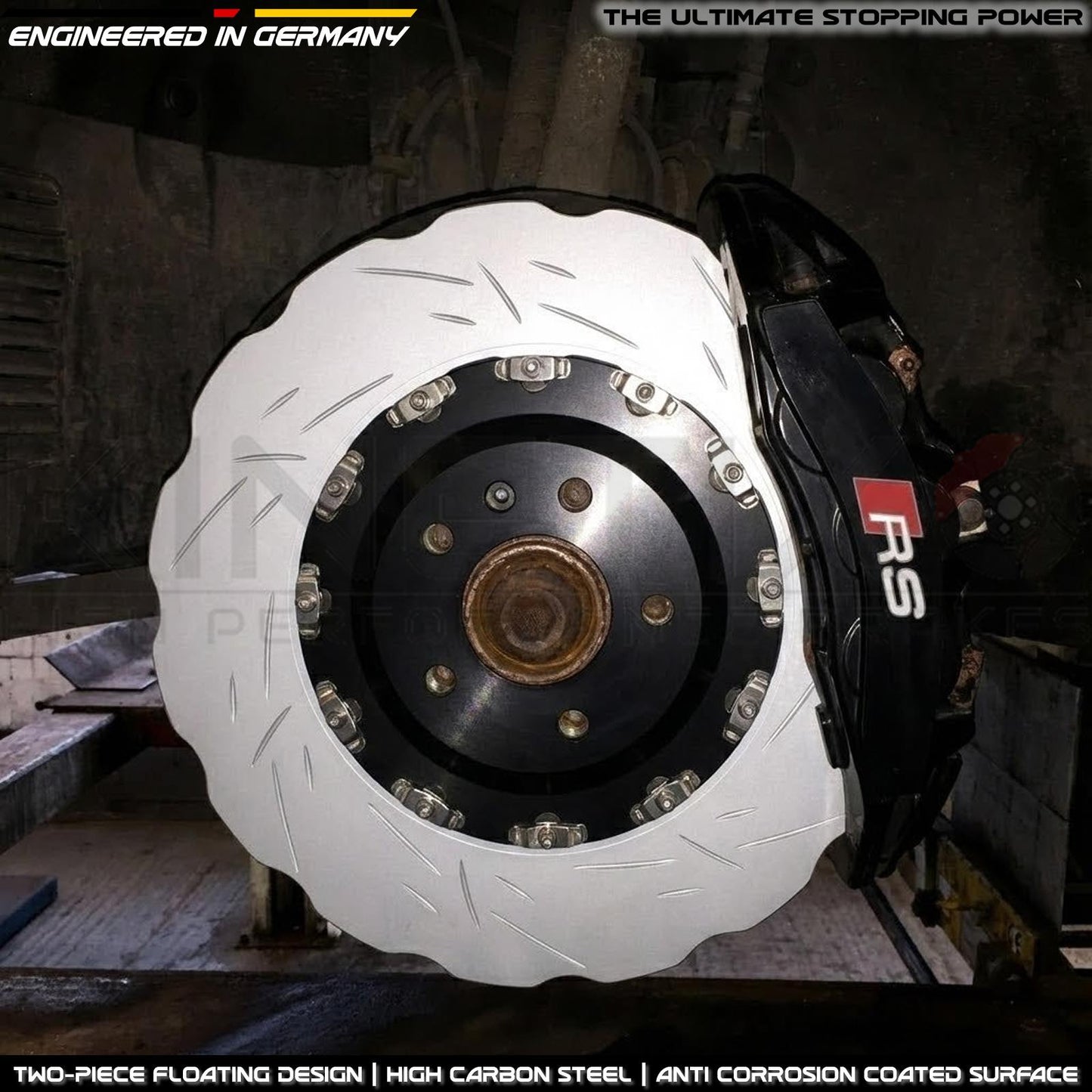FOR AUDI RS6 C7 RS7 4G TWO PIECE FLOATING FRONT BRAKE DISCS CERAMIC PADS 390mm
