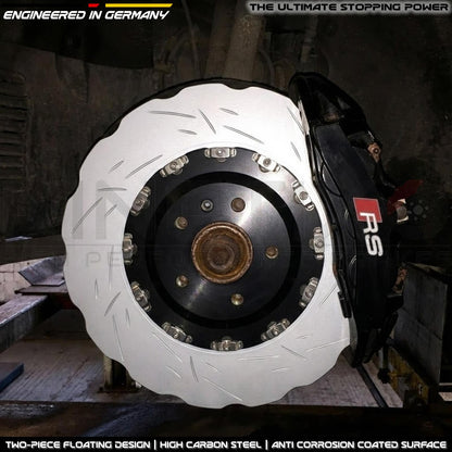 FOR AUDI RS6 C7 RS7 4G TWO PIECE FLOATING FRONT BRAKE DISCS CERAMIC PADS 390mm