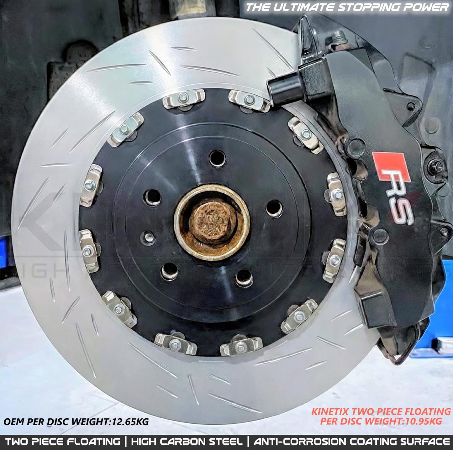 FOR AUDI RS3 8V 15-20 FRONT 2 PIECE FLOATING BRAKE DISCS 370mm 80V615301C/S/P