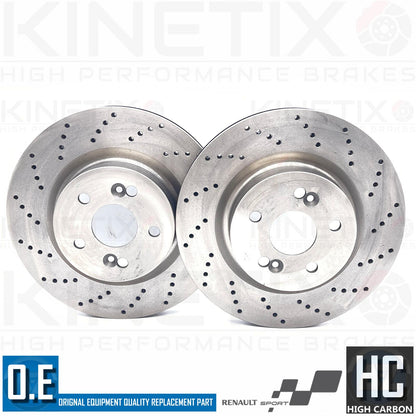 FOR RENAULT CLIO RS 197 FRONT REAR DRILLED BRAKE DISCS BREMBO PADS ABS BEARINGS