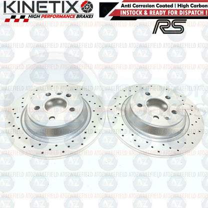FOR FORD FOCUS 2.5 RS RS500 MK2 CROSS DRILLED REAR BRAKE DISCS 302mm *SOLID*