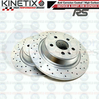 FOR FORD FOCUS 2.5 RS RS500 MK2 CROSS DRILLED REAR BRAKE DISCS 302mm *SOLID*