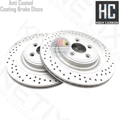 FOR JAGUAR XF 2.0 FRONT REAR DRILLED PERFORMANCE BRAKE DISCS PADS WEAR SENSORS