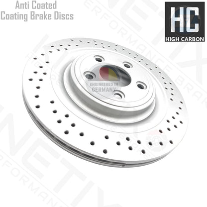 FOR JAGUAR XF 2.7d DRILLED FRONT REAR BRAKE DISCS PADS SENSORS 355mm 326mm
