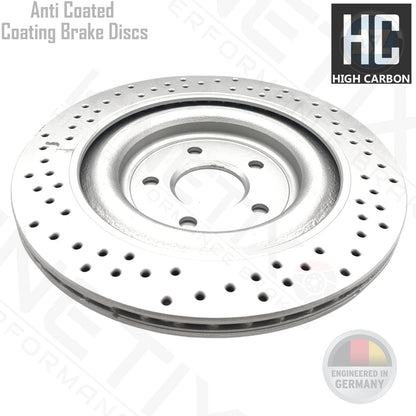 FOR JAGUAR XF 2.0 FRONT REAR DRILLED PERFORMANCE BRAKE DISCS PADS WEAR SENSORS