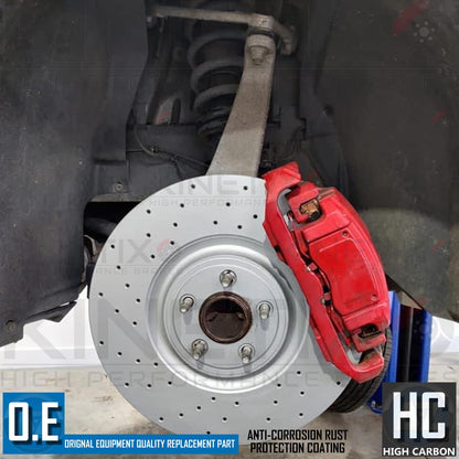 FOR JAGUAR XF 5.0 XFR-S V8 HIGH CARBON DRILLED FRONT BRAKE DISCS PAIR 380mm