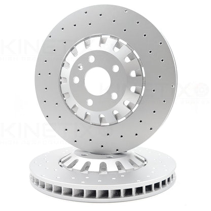 FOR AUDI Q7 Q8 45 TDI 50 TDI CROSS DRILLED FRONT BRAKE DISCS PAIR 375mm COATED