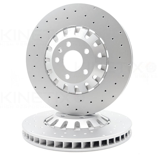 FOR AUDI Q7 Q8 45 TDI 50 TDI CROSS DRILLED FRONT BRAKE DISCS PAIR 375mm COATED