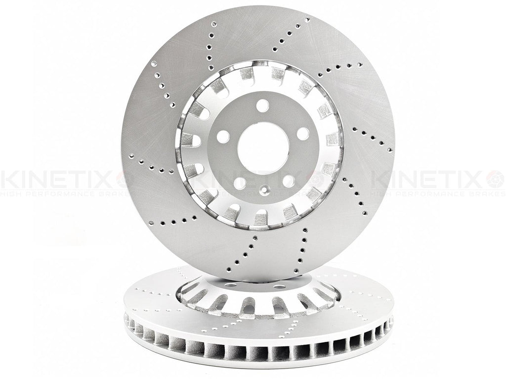 FOR AUDI S4 S5 B9 CROSS DRILLED PERFORMANCE FRONT BRAKE DISCS PAIR 375mm