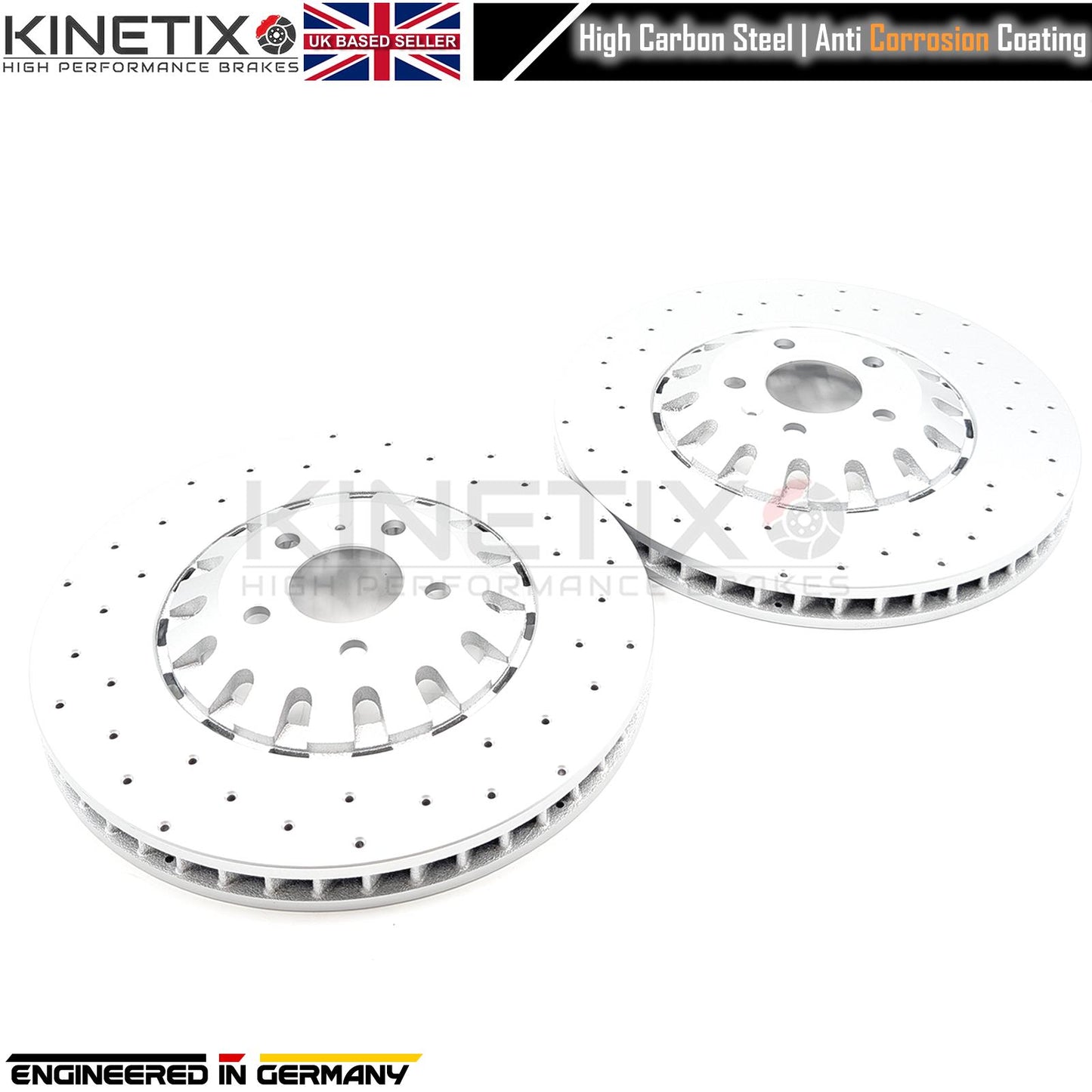 FOR AUDI RS4 RS5 CROSS DRILLED FRONT BRAKE DISC DISCS PAIR 4M0615301AM 375mm