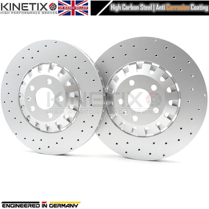 FOR AUDI Q7 Q8 45 TDI 50 TDI CROSS DRILLED FRONT BRAKE DISCS PAIR 375mm COATED