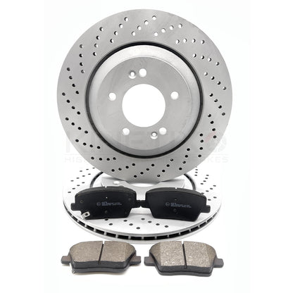 FOR HYUNDAI i30N 2017- CROSS DRILLED PERFORMANCE REAR BRAKE DISCS PADS 314mm