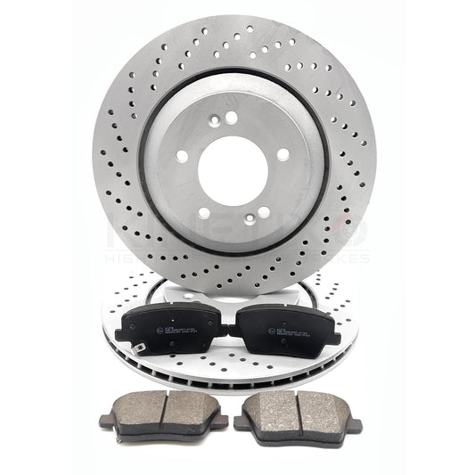 FOR HYUNDAI i30N 2017- CROSS DRILLED PERFORMANCE REAR BRAKE DISCS PADS 314mm