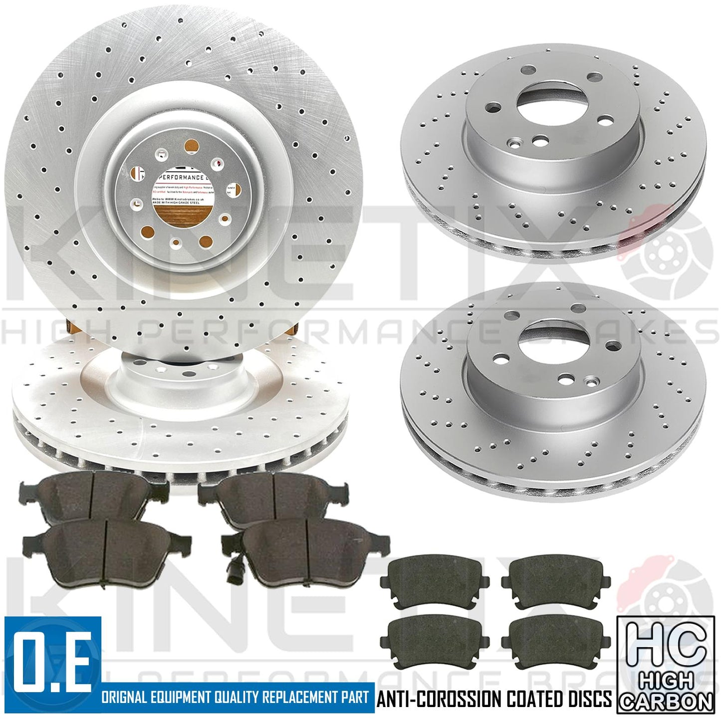 FOR BENTLEY CONTINENTAL FLYING SPUR FRONT REAR DRILLED BRAKE DISCS PADS SENSORS