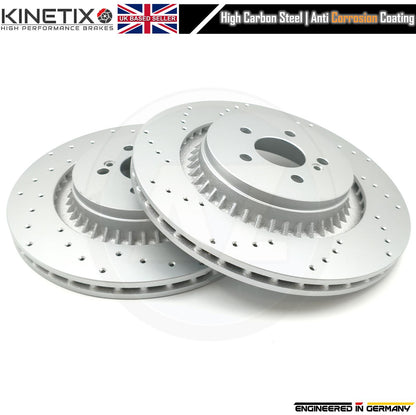 FOR MERCEDES S63 AMG REAR DIMPLED HIGH CARBON BRAKE DISCS PAIR 365mm BRAND NEW