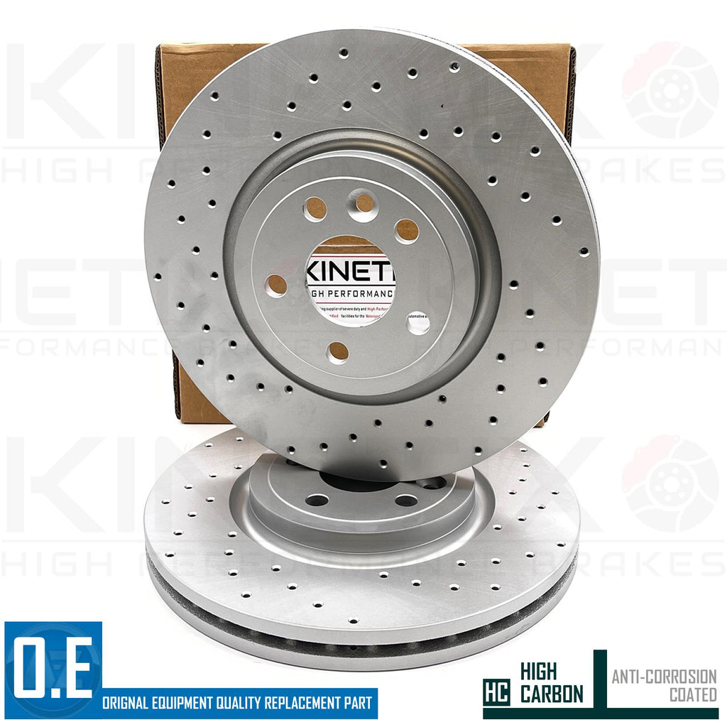 FOR RANGE ROVER VELAR 2.0 P250 FRONT CROSS DRILLED BRAKE DISCS PAIR 325mm COATED