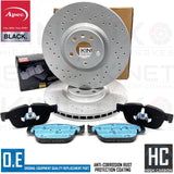 FOR VOLVO XC90 T8 R-DESIGN CROSS DRILLED FRONT BRAKE DISCS APEC BLACK PADS 345mm