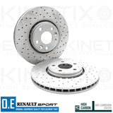 FOR RS RENAULT CLIO SPORT TROPHY RS200 RS220 MK4 FRONT DRILLED DISCS 320mm