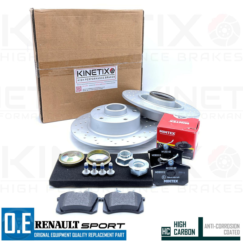 FOR RENAULT CLIO SPORT 1.6 TROPHY RS200 RS220 REAR BRAKE DISCS BEARING PADS 260m