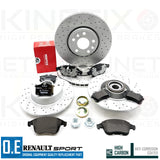 CLIO SPORT 1.6 TROPHY RS200 RS220 FRONT REAR DRILLED BRAKE DISCS PADS BEARINGS