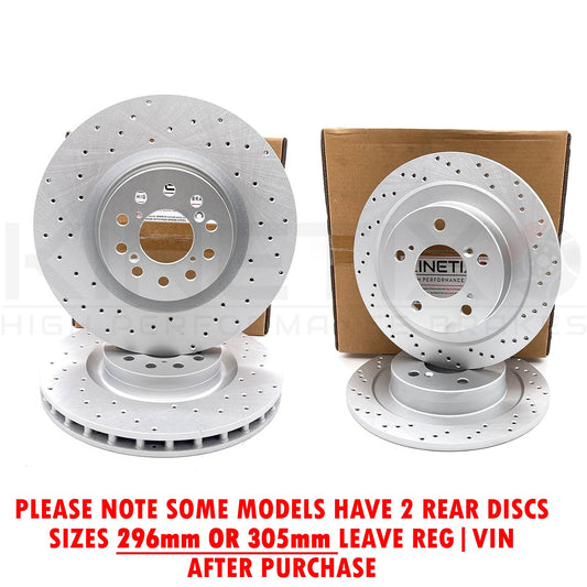 FOR HONDA CIVIC TYPE R FK8 CROSS DRILLED FRONT REAR BRAKE DISCS 350mm 305mm