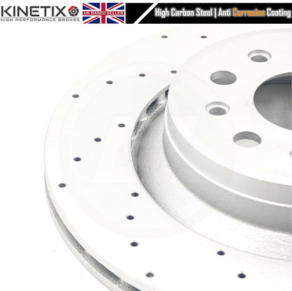 FOR MASERATI LEVANTE GHIBLI QUATTROPORTE DRILLED REAR BRAKE DISCS PAIR 330mm