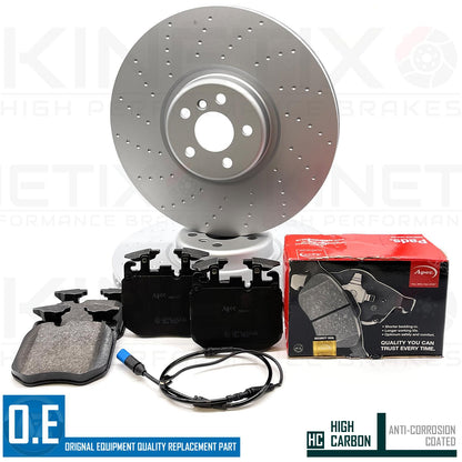 FOR BMW 840d G14 G15 G16 M SPORT FRONT DIMPLE BRAKE DISCS APEC PADS SENSOR 395mm