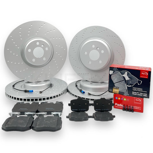 FOR BMW 530e 540i 540d M550d M550i G30 G31 FRONT REAR DIMPLED BRAKE DISCS PADS
