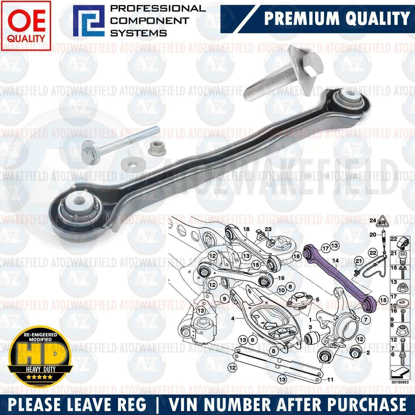 FOR BMW REAR UPPER AXLE REAR SUSPENSION WISHBONE CONTROL ARM ROD LINK + FIT KIT