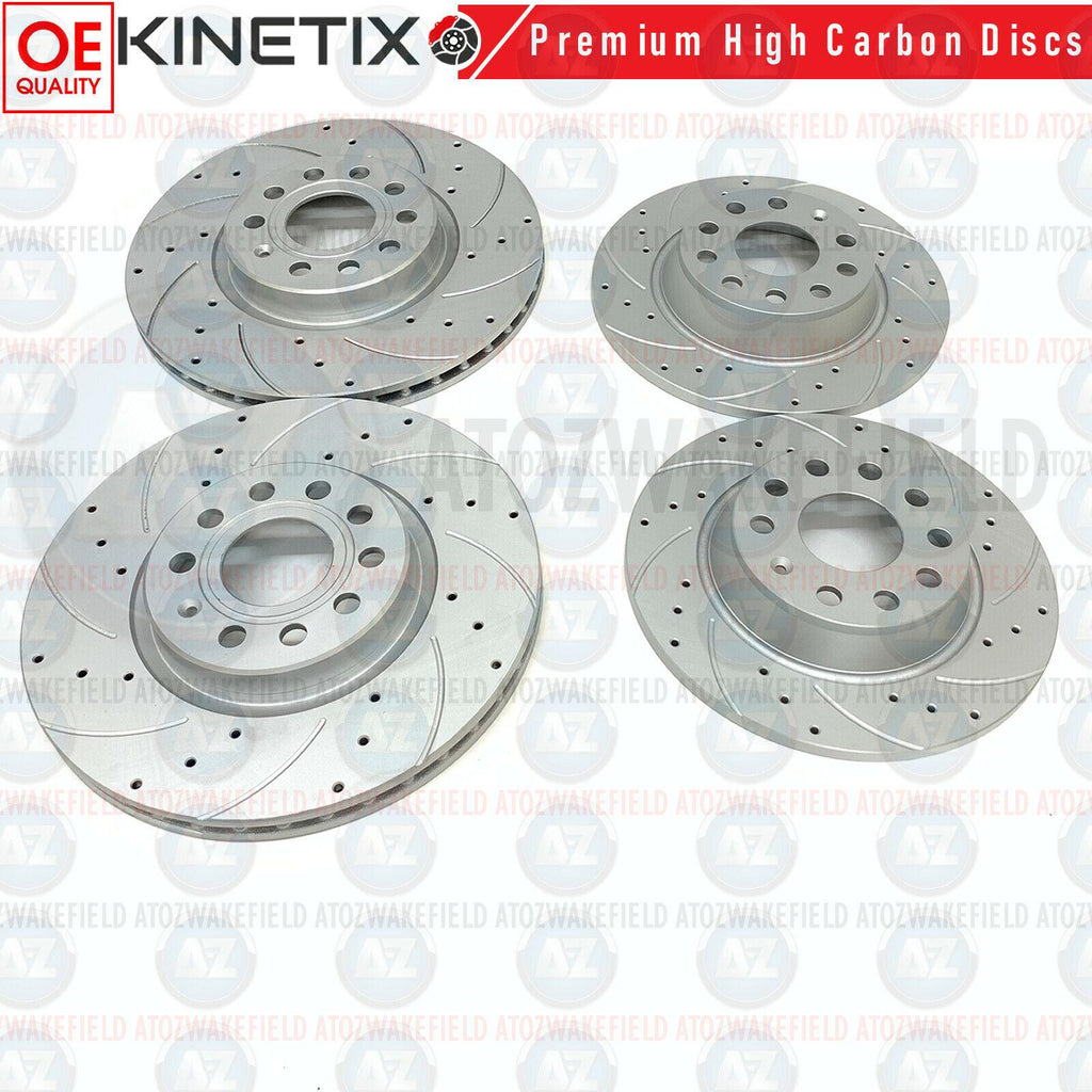 FOR AUDI SEAT SKODA VW FRONT REAR DRILLED GROOVED SPORTS BRAKE DISCS 312mm 282mm